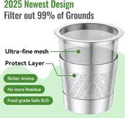 CAPMESSO Reusable K Cups for Keurig: 2026 Updated Kcup Refillable Coffee Pods - Full Stainless Steel K Cups for Keurig 1.0 Coffee Maker - Dual Mesh for Richer Coffee NO Grit, No BPA(4 Pack)