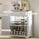 Load image into Gallery viewer, HOMCOM Sideboard with Solid Wood Countertop, Modern Kitchen Storage Cabinet, Coffee Bar Cabinet with 2 Drawers, Doors and Adjustable Shelf, Distressed White