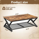 Load image into Gallery viewer, EnHomee Coffee Table with Storage, Modern Coffee Tables for Living Room with Mesh Shelf, 2 Tier Rectangular Center Table for Living Room, Bedroom, 47.2 Inch, Rustic Brown