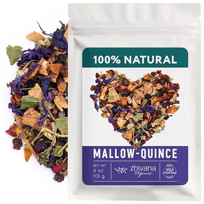 Blue Mallow and Quince Herbal Tea – Loose Leaf Caffeine Free Tea – Floral Fruity Relaxing Tea – 100% Natural Ingredients – Te de Malva - 4 oz