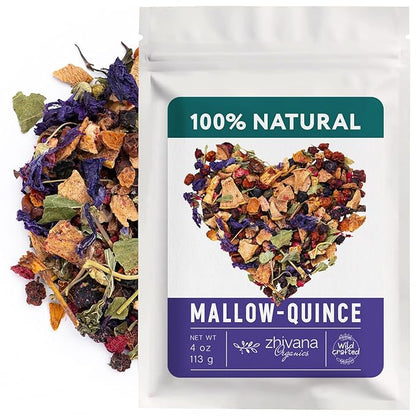 Blue Mallow and Quince Herbal Tea – Loose Leaf Caffeine Free Tea – Floral Fruity Relaxing Tea – 100% Natural Ingredients – Te de Malva - 4 oz