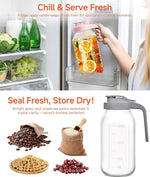 Load image into Gallery viewer, 64oz Large Mason Jar Pitcher with Lid,2 Quart Airtight Glass Tea Pitchers for Fridge, Leak-Proof Coffee Dispenser,Heavy Duty Water Container for Cold Brew Juice,Breastmilk Storage-(Black+Green+Yellow)