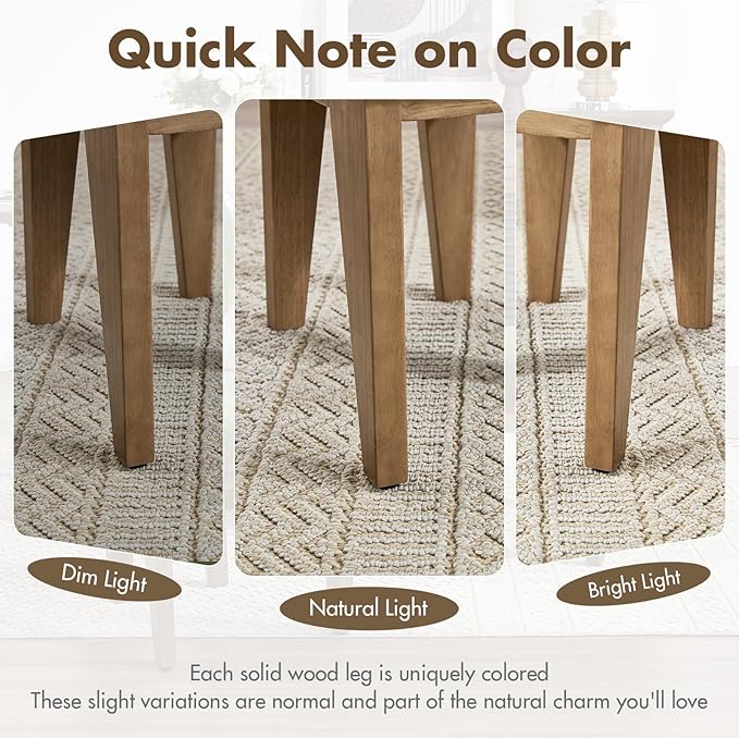 Mid-Century Modern Walnut Dining Chairs Set of 2, Vintage White Wooden Kitchen Chairs, Retro Upholstered Linen Cushioned Seat with Curved Backrest, Armless Accent Side Chair for Bedroom