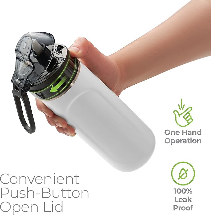 SipX™ Triple-Insulated Stainless Steel Water Bottle - 18oz. With Straw Lid, BPA-Free Reusable Insulated Water Bottle Keeps Cold For 12 Hours,