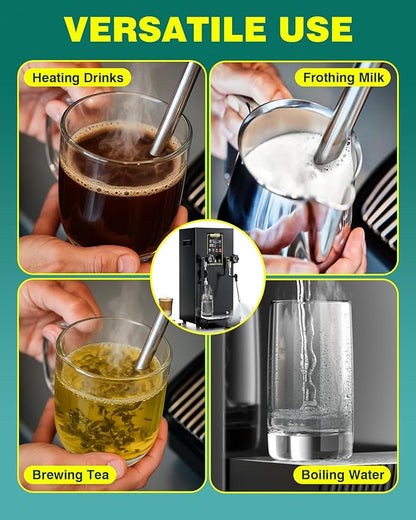 WantJoin Commercial Milk Frother & Beverage Heater - 1800W Multi-functional Milk Steamer Machine with LED Display Panel for Latte, Cappuccino, Coffee, Milk Tea Foam, Hot Water Dispenser - Hotel & Home