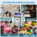 Load image into Gallery viewer, Commercial Ice Maker Machine, 175Lbs/24H with 45Lbs Storage, 55Pcs Clear Ice Cubes in 8-15Mins, Freestanding Stainless Steel Ice Machine for Home, Bar, Party, Office - Fast Ice Making &amp; Easy to Clean