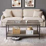 SAYGOER 2-Tier Coffee Table for Living Room Farmhouse Style Center Table with Storage Shelf Rectangle Wood Table for Large or Small Spaces Apartment Home Office, Easy Assembly Gray Wash