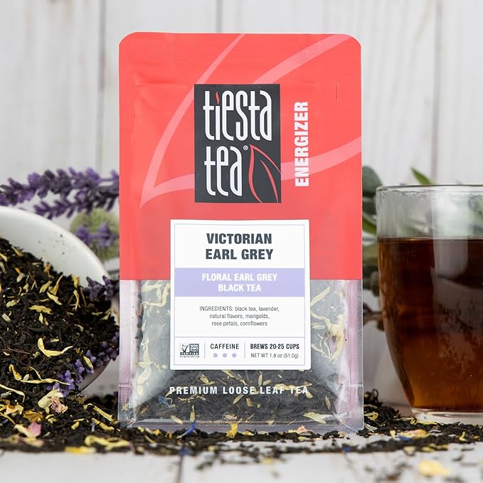 Tiesta Tea - Victorian Earl Grey, Loose Leaf, Floral Earl Grey Black Tea, Premium Blend, High Caffeinated Black, Make Hot or Iced Brews Up to 25 Cups, 1.8 Ounce Resealable Pouch