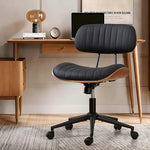 Load image into Gallery viewer, Home Office Chair with Wheels, Adjustable Height Desk Chair Leather Swivel Computer Chair, Armless Modern Walnut Chair for Office, Meeting Room, Black