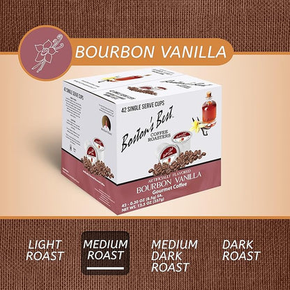 Boston’s Best - Bourbon Vanilla Coffee Blend, Tasty Flavored Blend, Gourmet Compatible with Keurig Coffee Maker, 1 Count (42 Single Serve Medium Roast Cups)