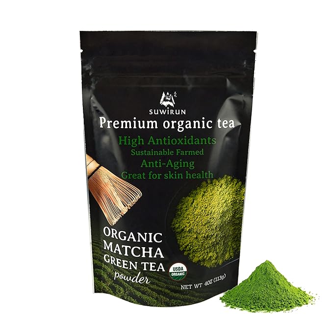 Suwirun Organic Pure Matcha Powder 4oz – Authentic Japanese Green Tea – Unsweetened, Umami-Rich Superfood – Perfect for Lattes, Baking & Smoothies