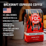 Load image into Gallery viewer, Fire Department Coffee - Gives Back to Firefighters - Backdraft Espresso Ground Coffee - Smooth &amp; Rich - Roasted in the USA - Handcrafted with Premium Coffee Beans - Veteran Owned - 12 oz