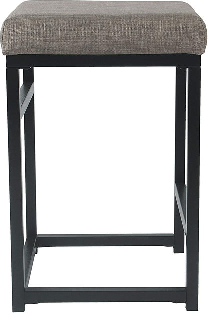Homepop Home Decor | Modern 24-Inch Counter Stool | Backless Metal Frame Bar Stools Counter Height | Decorative Home Furniture, Brown, K7651.24-F1552