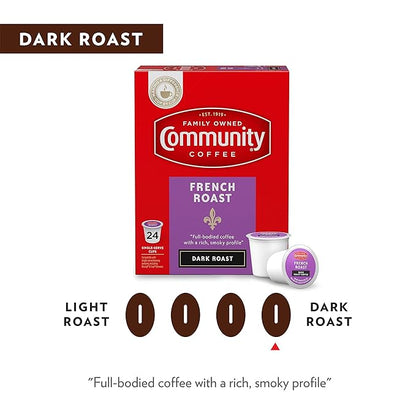 Community Coffee French Roast 12 Count Coffee Pods, Extra Dark Roast, Compatible with Keurig 2.0 K-Cup Brewers, 12 Count (Pack of 2)