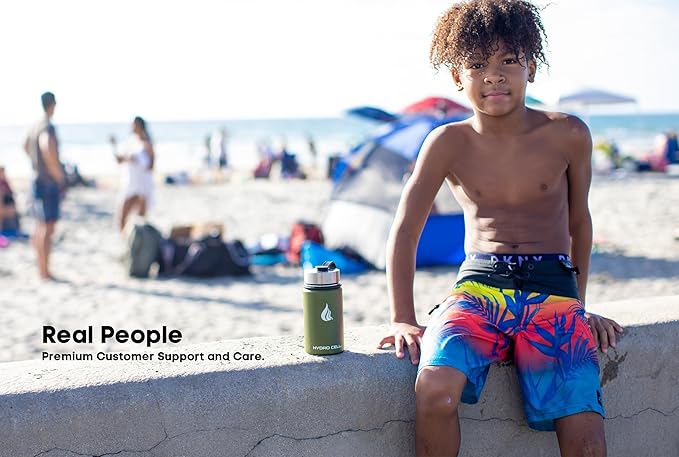 HYDRO CELL Stainless Steel Insulated Water Bottle with Straw - For Cold & Hot Drinks - Metal Vacuum Flask with Screw Cap and Modern Leakproof Sport Thermos for Adults (Army 14oz)