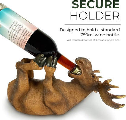 Rivers Edge Products 750ml Wine Bottle Holder - Hand-Painted Poly Resin Animal Kitchen Decor - Unique, Rustic Home Decor for Countertop and Bar - Wine Accessories for Wine Lovers