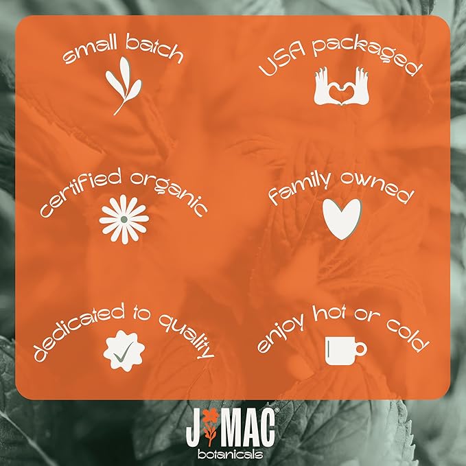 J Mac Botanicals Organic Spearmint Tea Bags (100 Count) - Certified by Organic Certifiers, Inc. - Quality Tea From Nile Valley, Egypt, Packaged in the USA