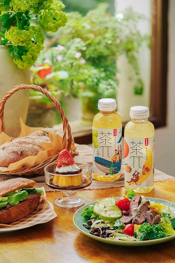 Tea PI Iced tea – Oolong Tea, Green Grape Sweet Iced Fruit Tea Bottles, Real Juice, -16.9 fl oz, 500mL, 15 Pack