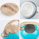 Load image into Gallery viewer, s-p Teapot Whistling Tea Kettle with Wood Pattern Handle Loud Whistle,Food Grade Stainless Steel Tea Pot for Stovetops Water Kettle(Blue)