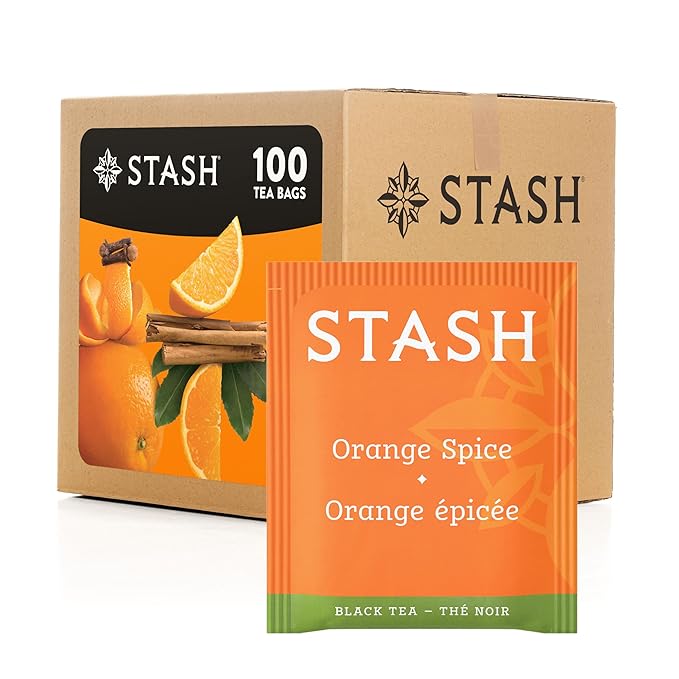 Stash Tea Orange Spice Black Tea, Box of 100 Tea Bags in Foil (Packaging May Vary)