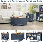 Load image into Gallery viewer, Farmhouse Coffee Table with Large Hidden Storage Compartment, Navy Blue Square Center Table, Wood Rustic Low Modern Living Room Tables with Hinged Lift Brown Top &amp; Wooden Arc Base