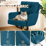 Load image into Gallery viewer, Flannel Office Chair, Comfy Home Office Desk Chairs with Lumbar Support, Modern Velvet Desk Chair Gold Legs Small Swivel Task Chair for Home Office, Bedroom, Study (Blue, XL)