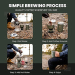 Load image into Gallery viewer, Pour Over Camp Coffee Maker Set– Vacuum Insulated Mug with Leakproof Lid, Stainless Steel Micro Filter, Scratch-Resistant Finish, Portable Coffee Maker for Camping, Travel &amp; Outdoor Adventures