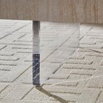 Load image into Gallery viewer, Drum Coffee Table Modern MDF Wooden Tea Table Living Room Square Coffee Table with Acrylic Legs and Marble Grain TopNo Need Assembly