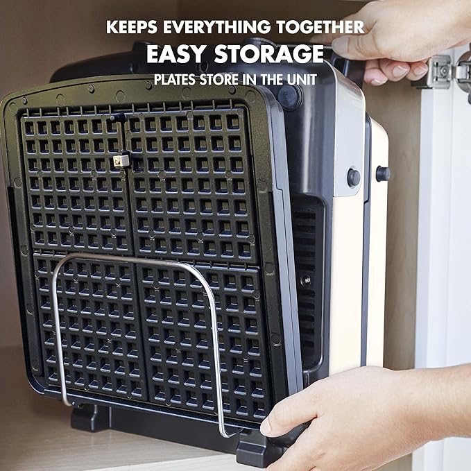 GreenPan Elite 4-Square Belgian & Classic Waffle Maker,Healthy Ceramic Nonstick Dishwasher Safe Plates, Adjustable Shade/Crunch Control, Wont Overflow, Easy Cleanup Breakfast, PFAS-Free, White