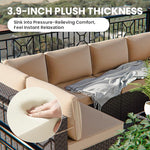 Load image into Gallery viewer, 10 Pieces Outdoor Patio Furniture Set Outdoor Furniture Patio Sectional Sofa Conversation Sets w/ETL Approved 45" Gas Outdoor Fire Table &amp; Coffee Table, Swivel Rocking Chair (Brown)