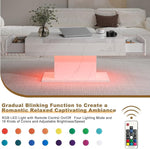 Load image into Gallery viewer, White Marble Led Coffee Table with 2 Storage Drawers for Living Room, Living Room Table Rectangular Center Table, Modern High Glossy Wooden Coffee Tables with Lights for Dining Reception Room