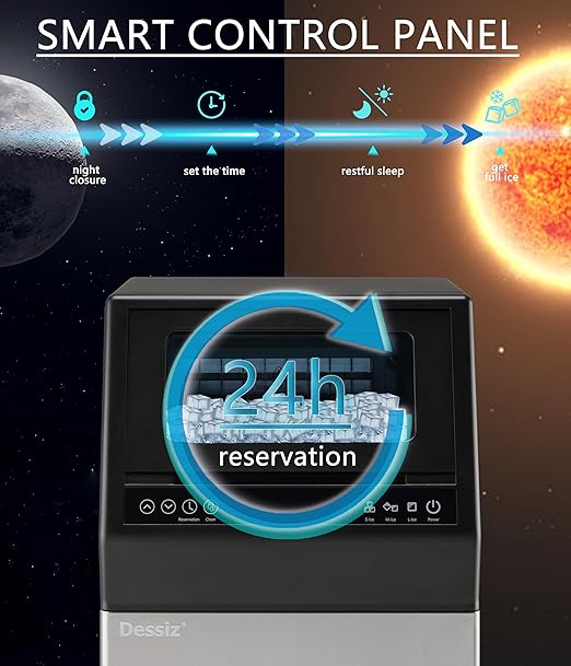 Commercial Ice Maker Machine, 100lbs/24H and 45pcs Stainless Steel Freestanding Ice Machine, Tap Water & Top Loading Under Counter ice Maker,Self-Cleaning for Bar Office Restaurant