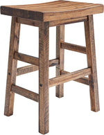 Load image into Gallery viewer, Alaterre Furniture Durango 26-Inch Tall Industrial Wood Counter-Height Stool Bar Stool, Kitchen, Seating, Vintage-Style Saddle Seat, Comfort, Rustic Industrial, Light or Dark Tone Lacquer Finish