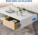 Load image into Gallery viewer, Cozy Castle Modern Coffee Table, Wooden Cocktail Table with Storage, Minimalist Hallway Table, Mid Century Modern Coffee Table for Living Room Apartment Reception, White
