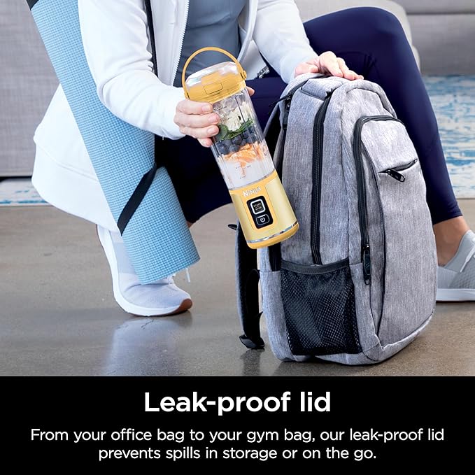 Ninja Blast Portable Blender, Cordless, 18oz. Vessel, Personal Blender For-Shakes and Smoothies, BPA Free, Leakproof-Lid and Sip Spout, USB-C Rechargeable, Dishwasher Safe, Lemon Meringue, BC151LB