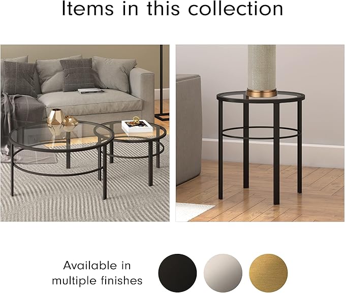 Henn&Hart Round Nested Coffee Table in Blackened Bronze, Coffee Table coffee tables for living room, studio apartment essentials, 36" Wide