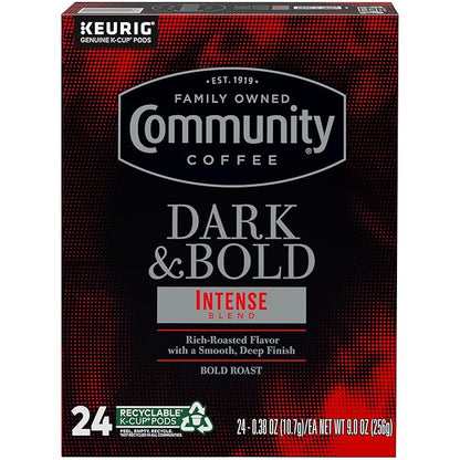 Community Coffee Dark & Bold Intense Blend 96 Count Coffee Pods, Compatible with Keurig 2.0 K-Cup Brewers, 24 count (Pack of 4)
