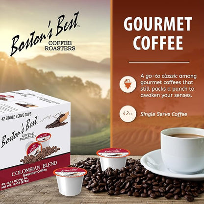 Boston’s Best - Colombian Blend Delectable Gourmet Coffee, Bold Medium Roast Compatible with Keurig Coffee Maker - 1 Count (42 Single Serve Cups)