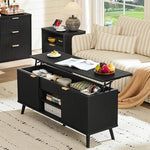 Load image into Gallery viewer, LEYAOYAO 48" Fluted Lift Top Coffee Table with Hidden Storage &amp; Adjustable Shelves, Lifting Tabletop Large Rectangular Coffee Tables, Mid Century Modern Wood Center Table for Living Room,Black