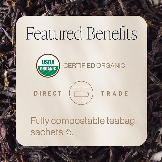 Rishi Tea Earl Grey Tea - Organic Sachet Tea Bags, Pure Black Tea with Bergamot Oil, Energizing & Caffeinated - 50 Count