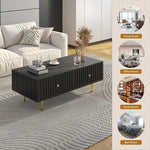 Load image into Gallery viewer, Modern Coffee Table with Storage with 2 Big Drawers, Black Rectangle Coffee Table for Living Room, Wooden Fluted Table Accent Tea Table for Living Room Apartment Small Space