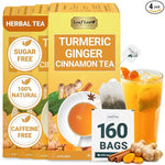 Load image into Gallery viewer, LeafLea 160 Ginger Turmeric Tea Bags, 100% Natural &amp; Pure Herbal Tea Blend of Turmeric Ginger Tea with Cinnamon, Turmeric Tea Supports Digestion &amp; Immunity, Caffeine-Free, No Sugar, Non-GMO
