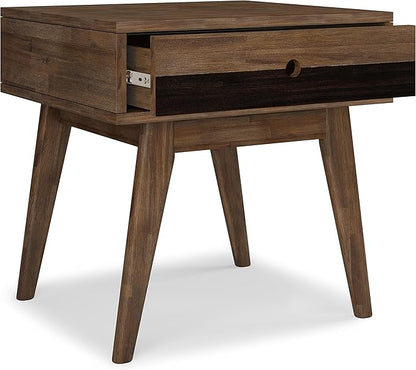 SIMPLIHOME Clarkson SOLID ACACIA WOOD 22 Inch Wide Rectangle Contemporary End Table in Rustic Natural Aged Brown, For the Living Room and Bedroom