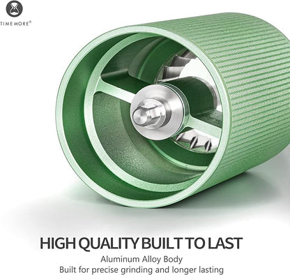 TIMEMORE Manual Coffee Grinder Chestnut C3S PRO, Hand Coffee Grinder with Foldable Handle, Stainless Steel S2C Conical Burr Coffee Grinder, Adjustable Grind Setting for Espresso to French Press, Green