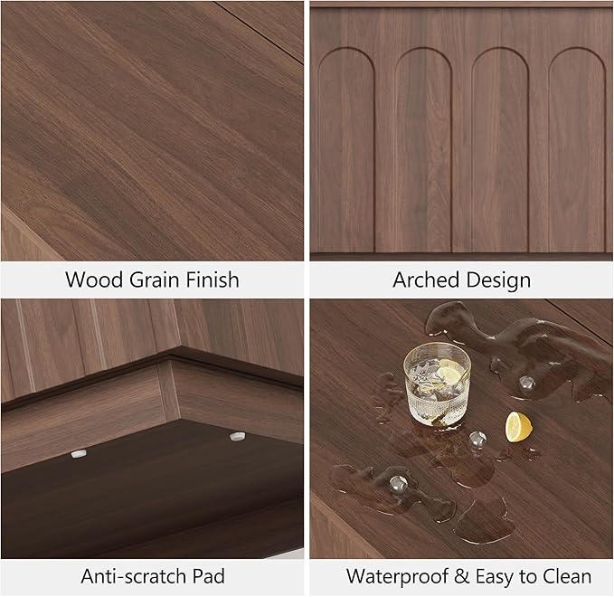 Lift Top Coffee Table with Storage, Mid Century Modern Coffee Table with Arched Design, 31.5" Square Tea Table with Wood Grain, Multifunctional Center Table for Living Room, Office, Walnut