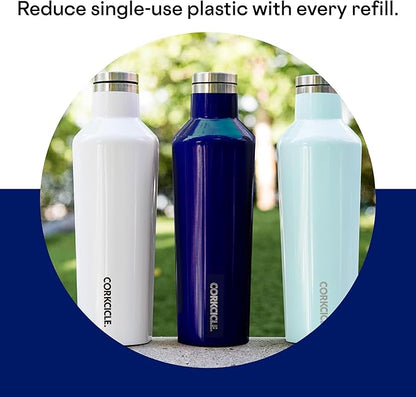 Corkcicle Classic Canteen Insulated Tumbler, Gloss Midnight Navy, 25 oz – Reusable Water Bottle Keeps Beverages Cold for 25 Hours & Hot 12 Hours – Cupholder Friendly Tumbler with Screw-On Cap