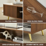 Load image into Gallery viewer, COSVALVE 41.3IN LED Walnut Coffee Tables for Living Room with 16 Colors LED Lights, Modern Minimalist Coffee Table with Fluted Panel, Rectangle Center Table Game Table