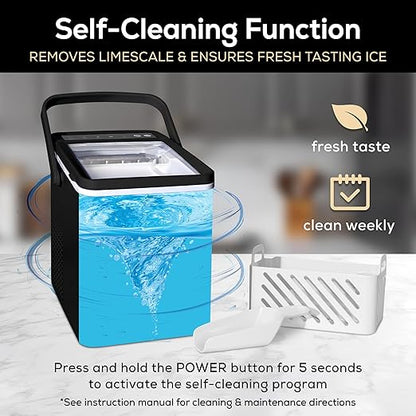 Igloo Premium Self-Cleaning Countertop Ice Maker Machine, Handled Portable Ice Maker, Produces 26 lbs. in 24 hrs. with Ice Cubes Ready in 6-8 Minutes, Comes with Ice Scoop and Basket