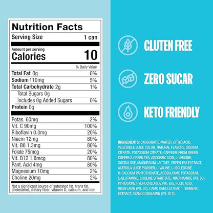 ZOA Zero Sugar Energy Drinks, Tropical Punch - Sugar Free with Electrolytes, Healthy Vitamin C, Amino Acids, Essential B-Vitamins, and Caffeine from Green Tea - 12 Fl Oz (12-Pack)