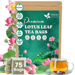 Load image into Gallery viewer, FreshDrinkUS, Premium 75 Lotus Leaf Tea Bags, 100% Natural &amp; Pure from Lotus Leaves. Loose Leaf Lotus Herbal Tea. Made with Eco-Conscious Tea Bags. No Sugar, No Caffeine, No Gluten, Vegan.
